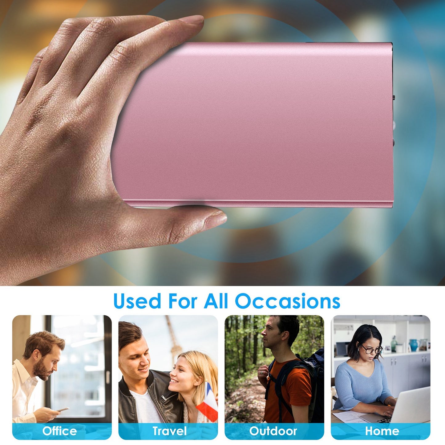 20000mAh Power Bank Dual USB Ports Ultra-Thin Portable Charger
