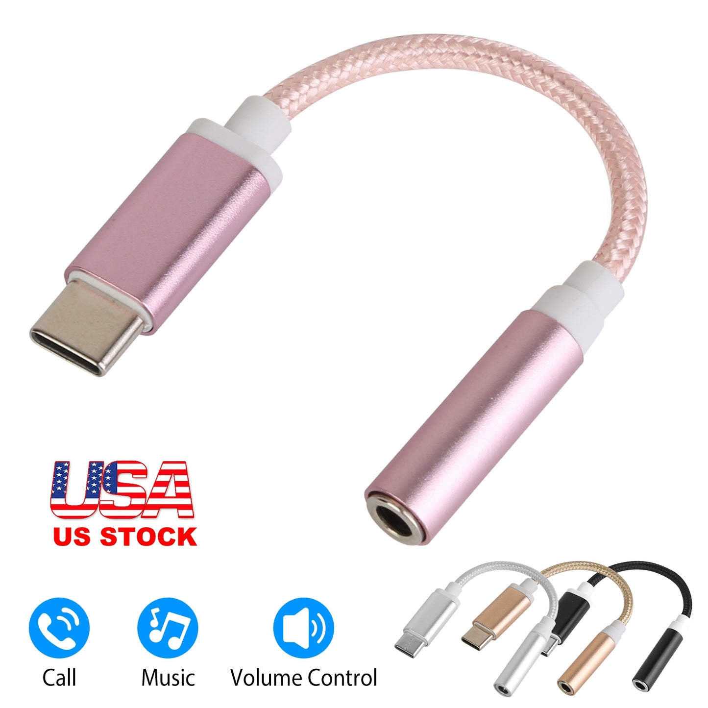 USB-C to 3.5mm Aux Audio Adapter Cable for Headphones
