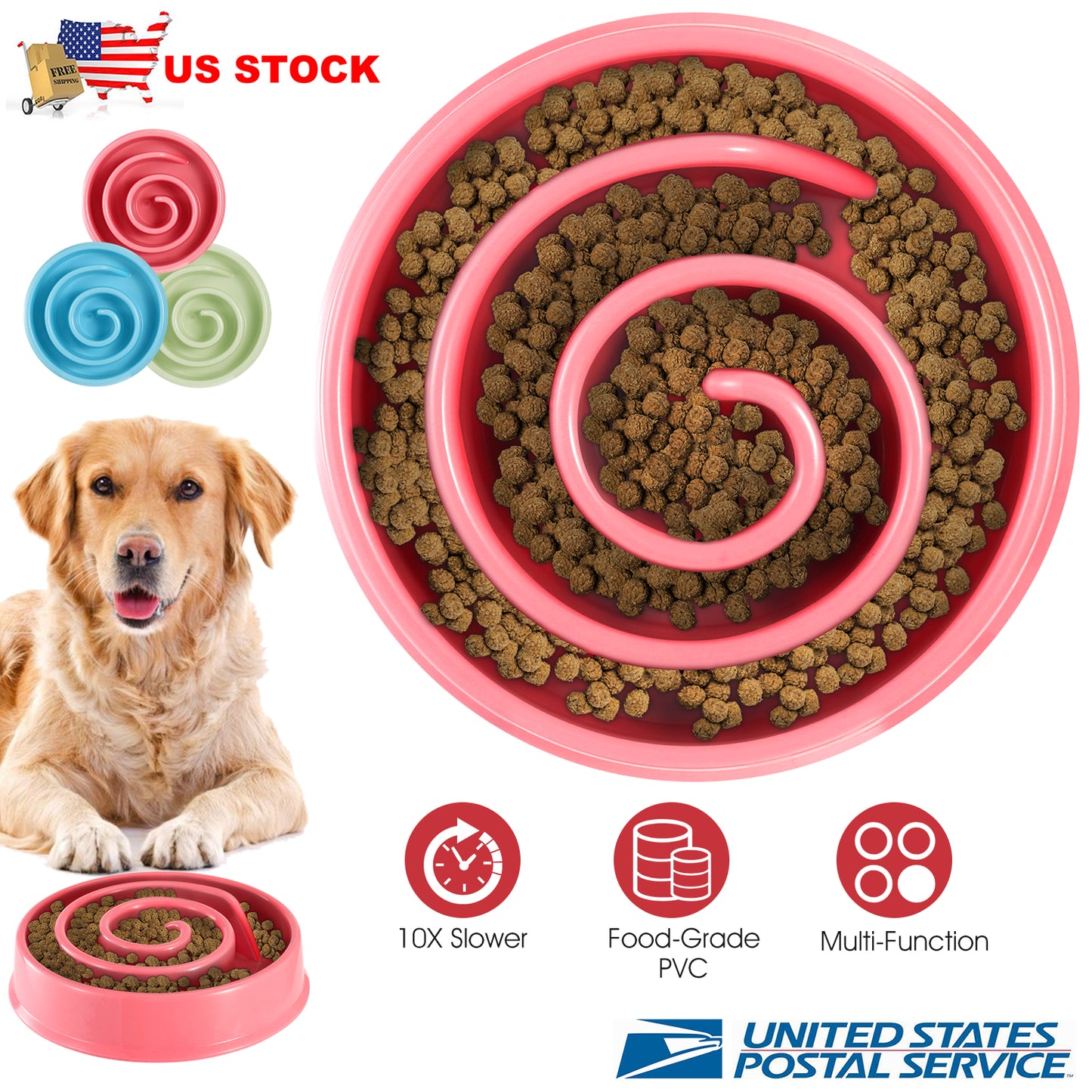 Slow Feeder Dog Bowl with Maze Design for Small & Medium Dogs