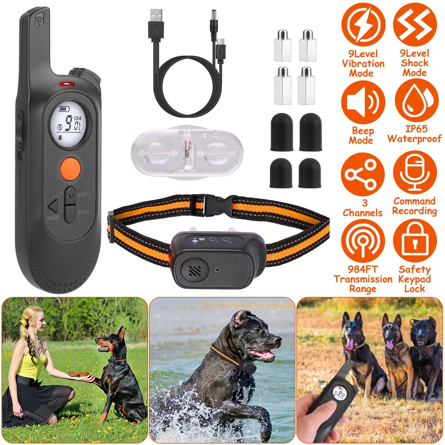 Dog Training Collar with Remote - 984ft Range & 3 Modes