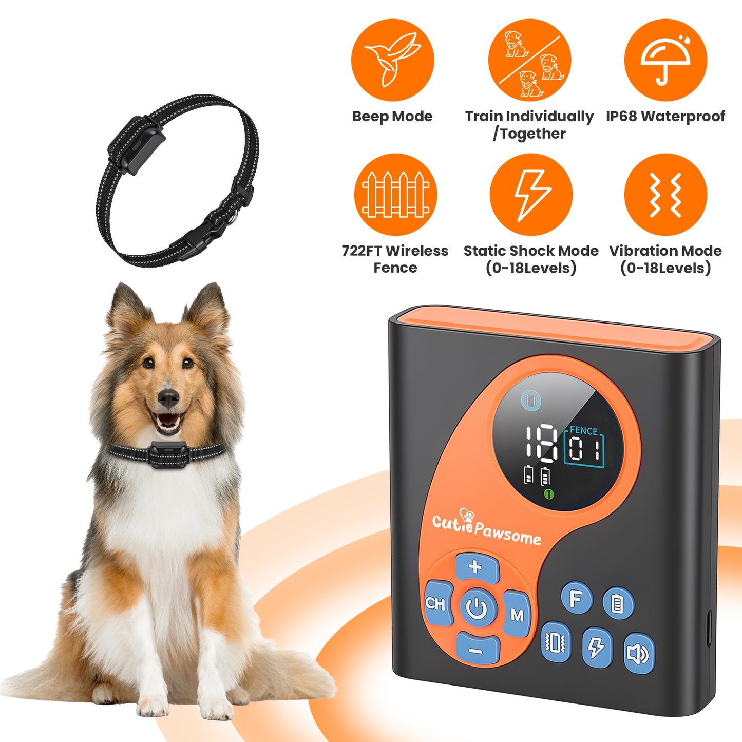 Wireless Dog Fence System with Training Collar – 722FT Range