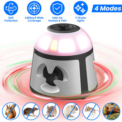 Ultrasonic Rodent Repeller with 4 Modes & Strobe Lights