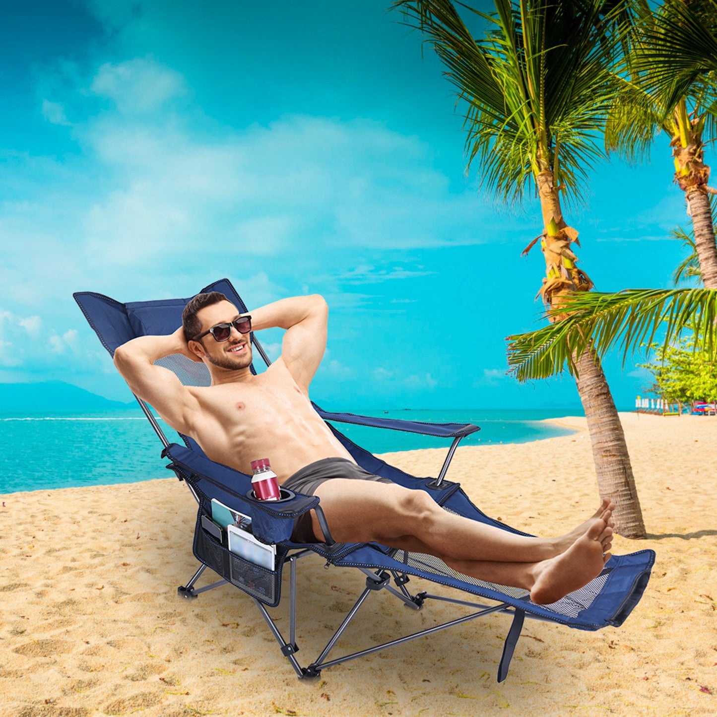 Foldable Camping Chair with Reclining Backrest - 330 LBS Capacity