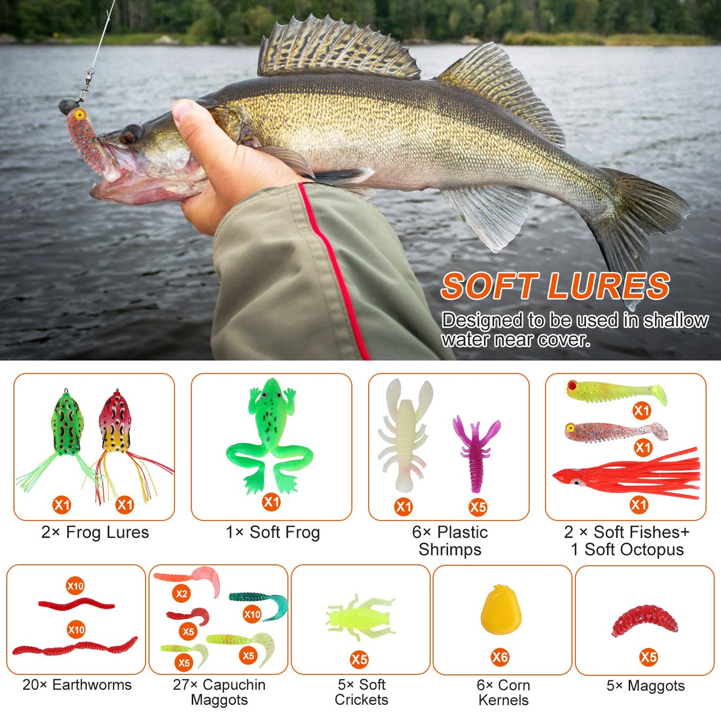 Fishing Lures Kit 375-Piece with Tackle Box
