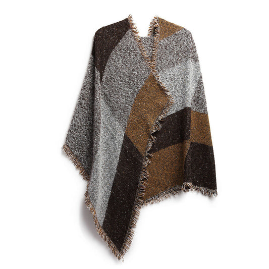 Women Plaid Winter Scarf & Cape