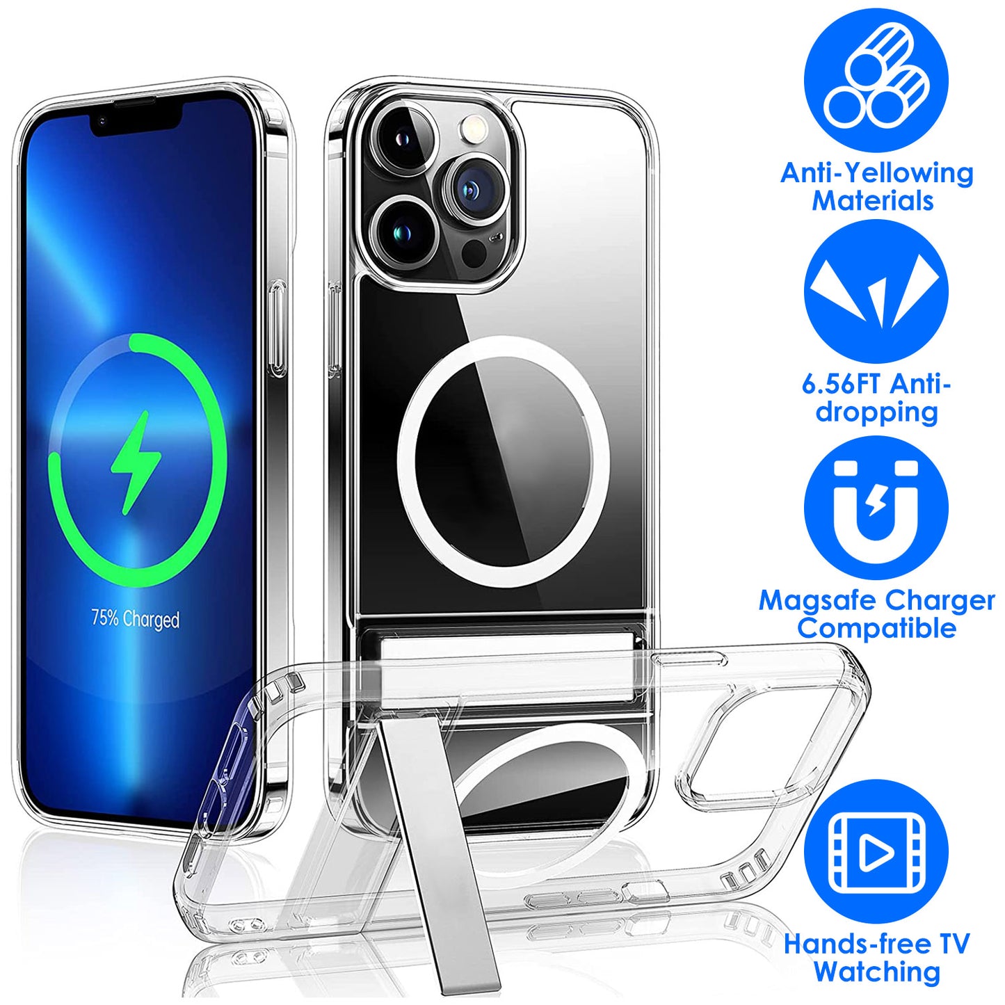 MagSafe Clear Case with Metal Kickstand for iPhone 13/14