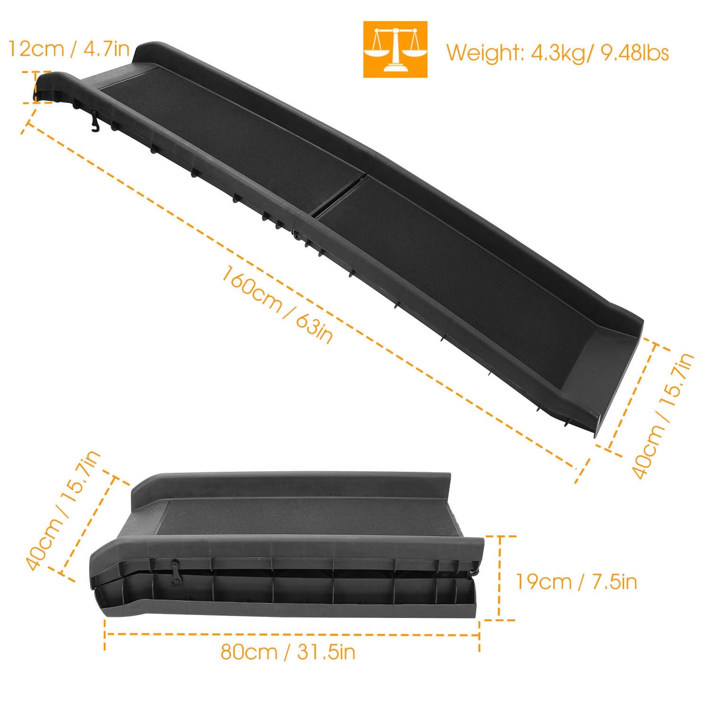 Foldable Dog Ramp for Cars – 176 lbs Capacity, Non-Slip Surface