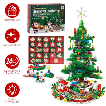 Christmas Tree Building Set with LED Lights & 24-Day Calendar