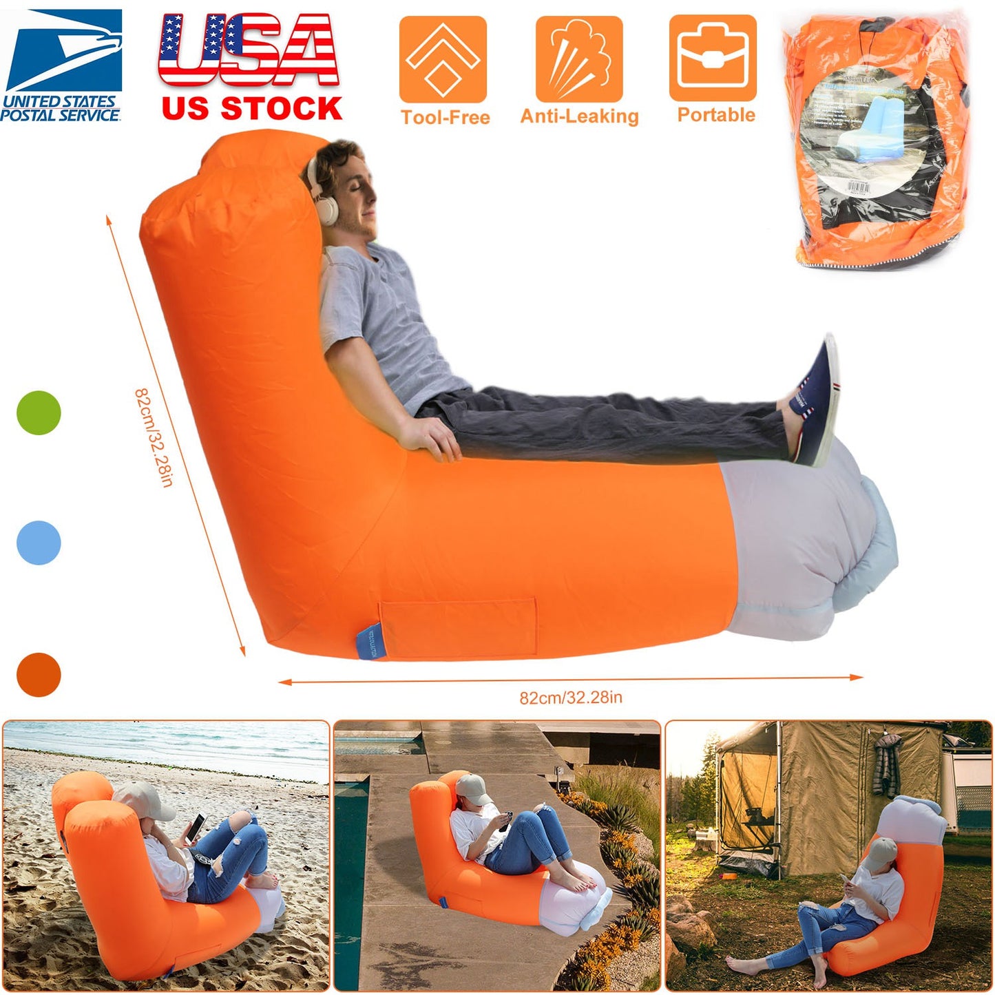 Inflatable Lounger Air Sofa with Portable Carry Bag