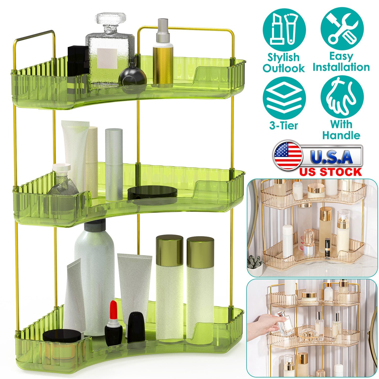 3-Tier Corner Countertop Organizer for Bathroom & Vanity