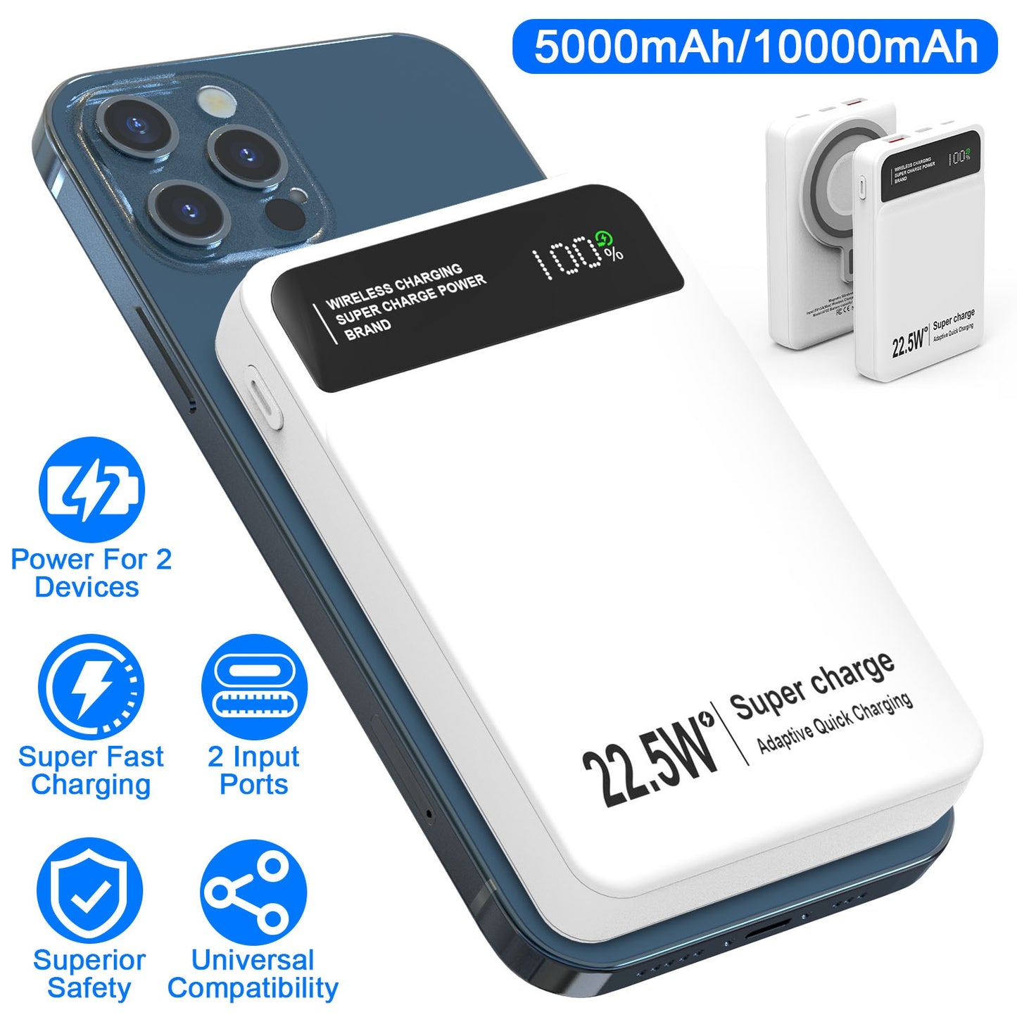 MagSafe 3-in-1 Wireless Power Bank with 22.5W Fast Charging