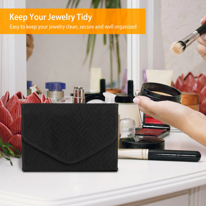 Travel Jewelry Organizer Case - Foldable Roll Storage Bag
