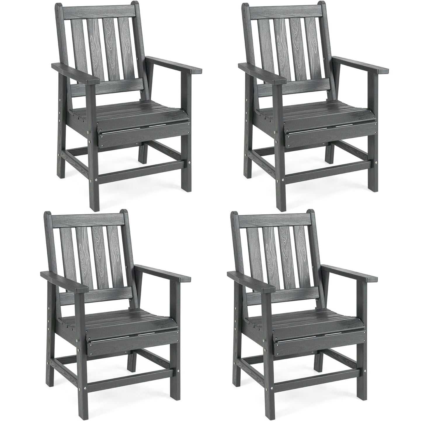 Patio Dining Chairs Set of 4 with Wide Armrests