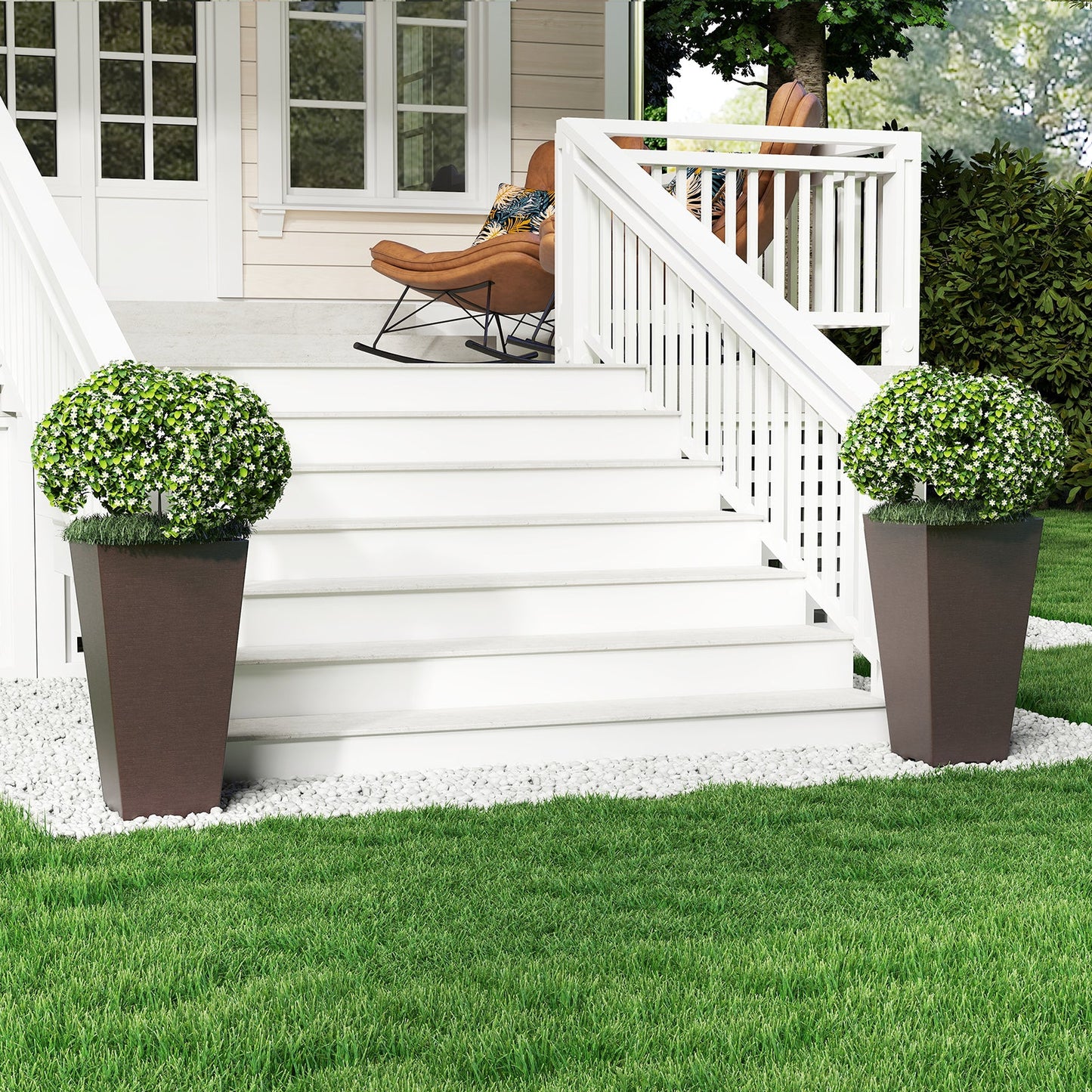 Set of 2 Square Taper Planter with Removable Inner Bucket and Optional Drainage Hole