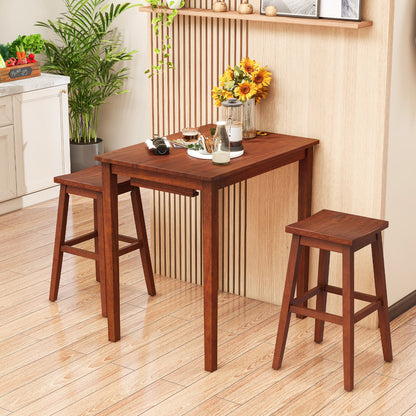 3-Piece Bar Table Set with Pub Table and 2 Saddle Stools