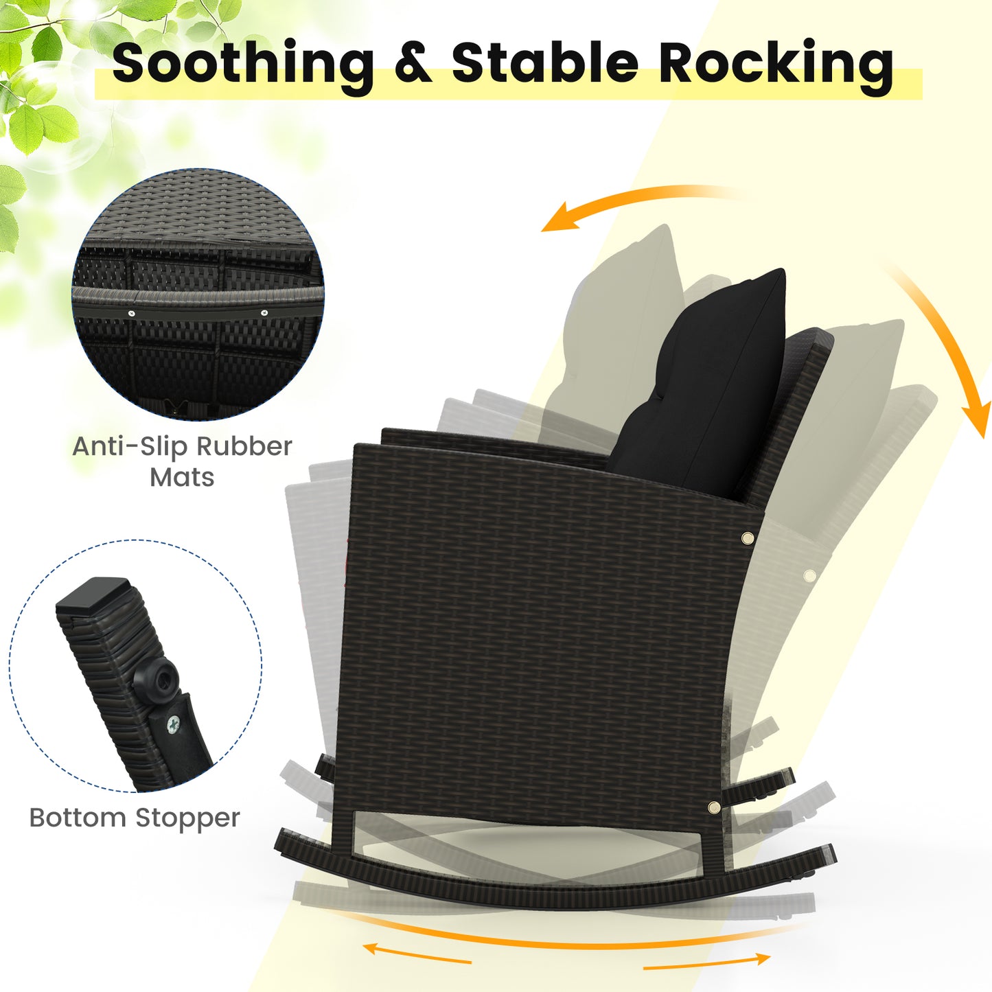 3-Piece Patio Rocking Chair Set with Glass Table