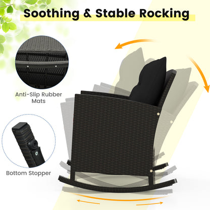 3-Piece Patio Rocking Chair Set with Glass Table