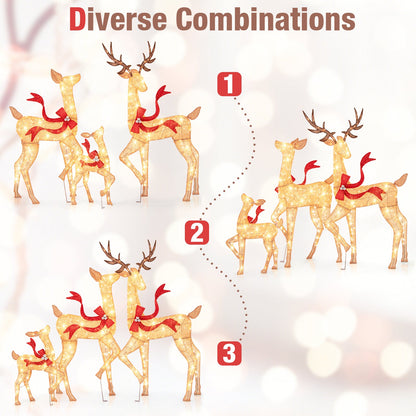 3-Piece Pre-Lit Christmas Deer Family Set
