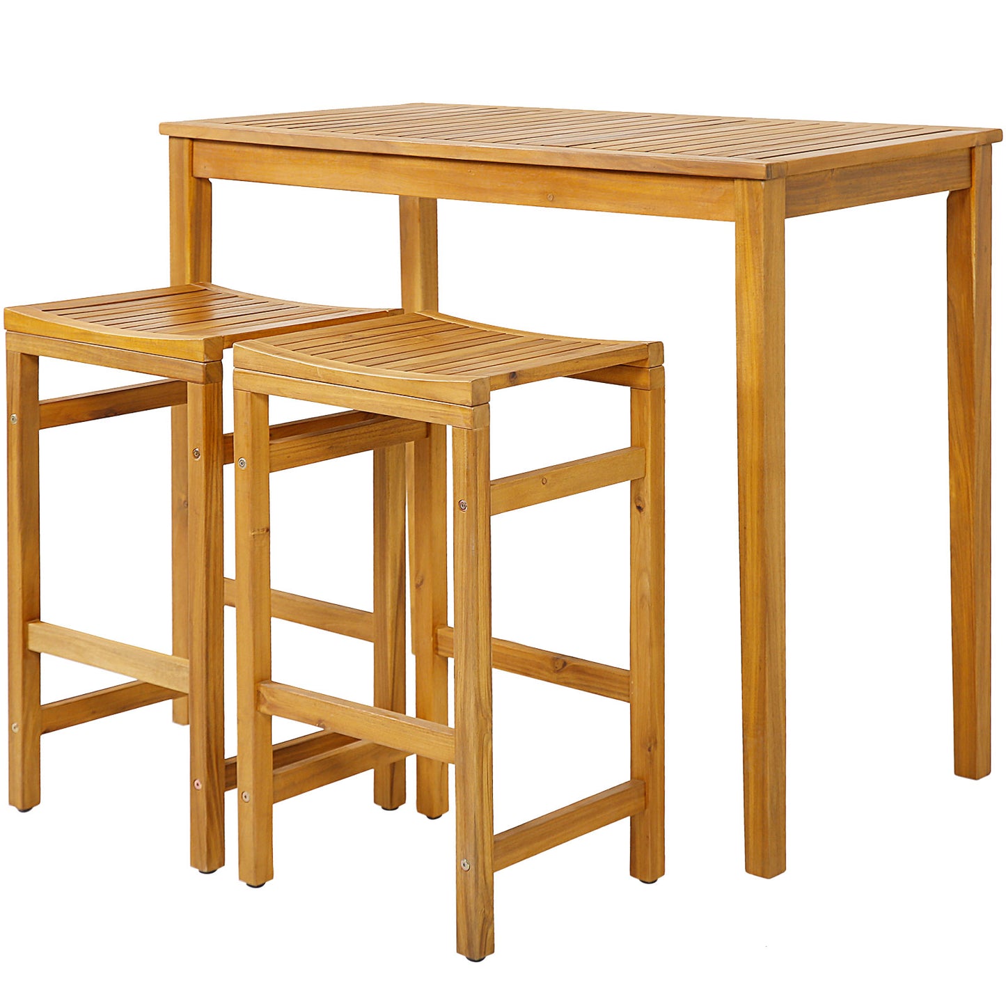 30-Inch Acacia Wood Bar Stools with Saddle Seat - Set of 2