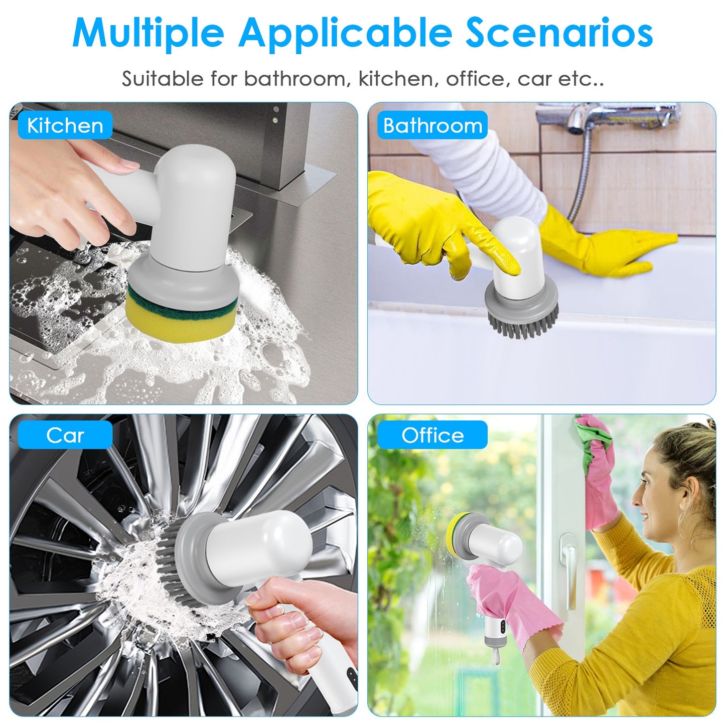 Electric Spin Scrubber with 4 Brush Heads & 2 Speeds