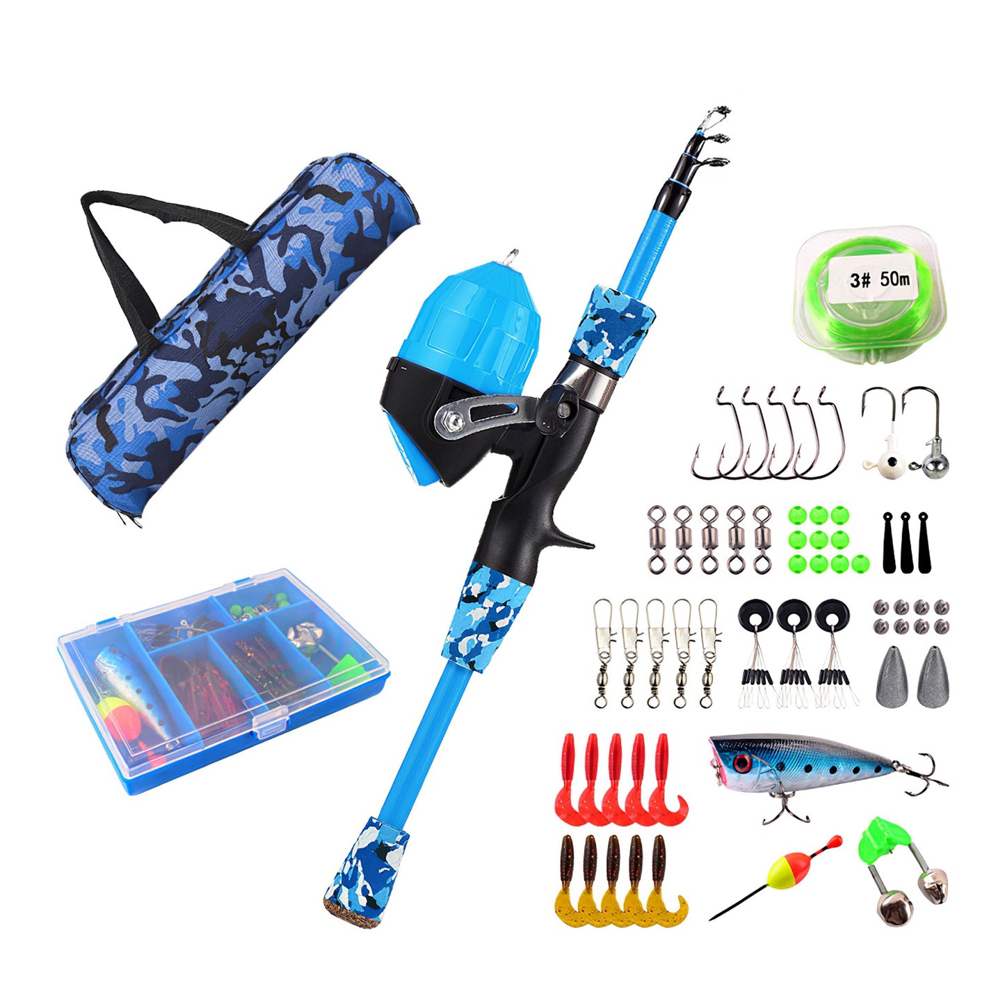 Kids Telescopic Fishing Rod and Reel Combo Starter Kit