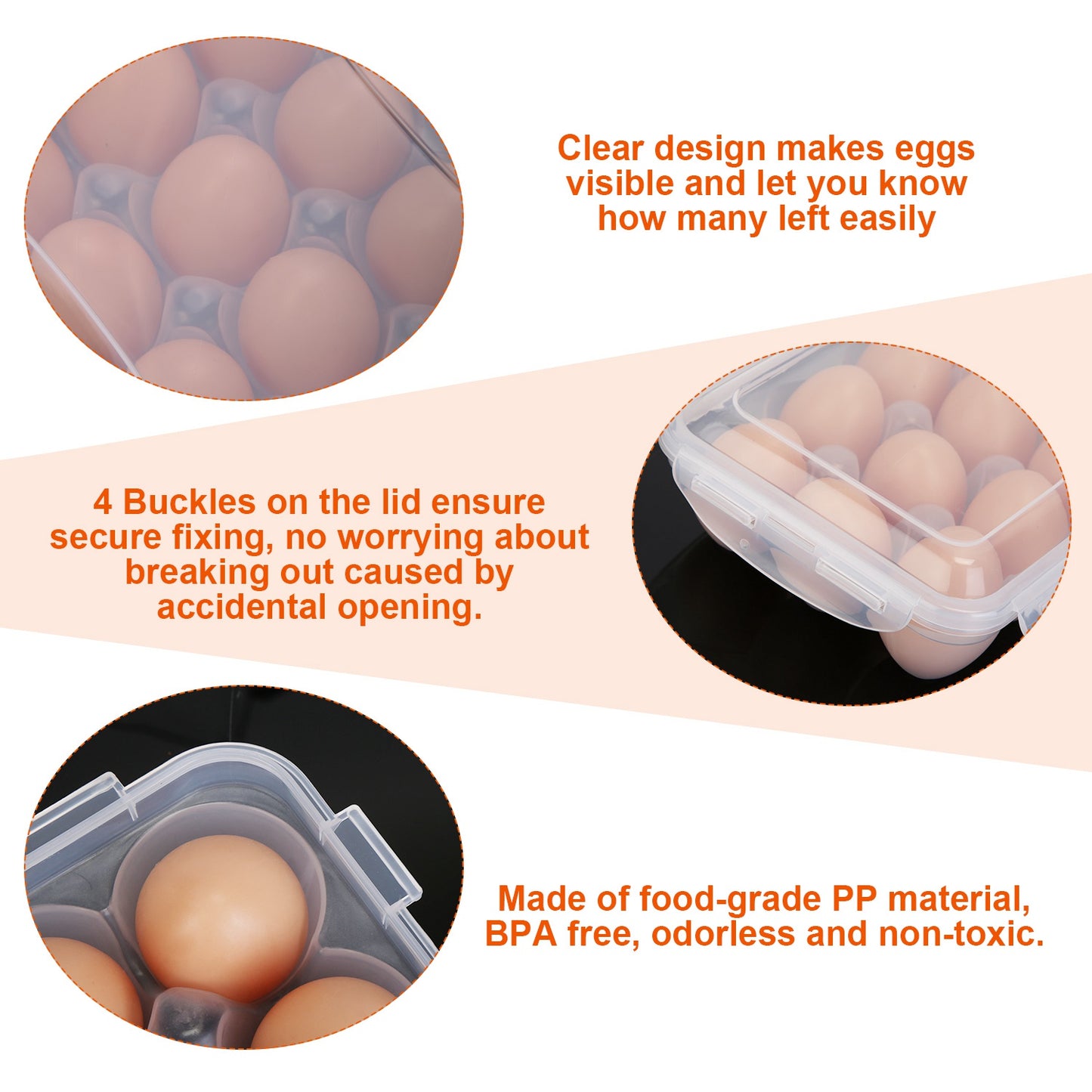Stackable Egg Holder with Lid - 18 Cavity Storage Container