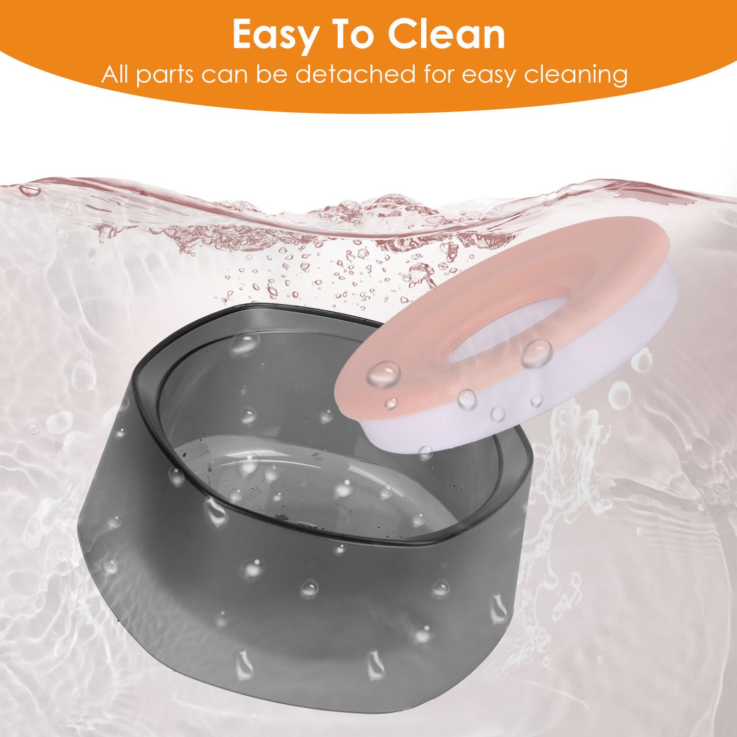 No Spill Dog Water Bowl 47oz Slow Feeder with Float Disk