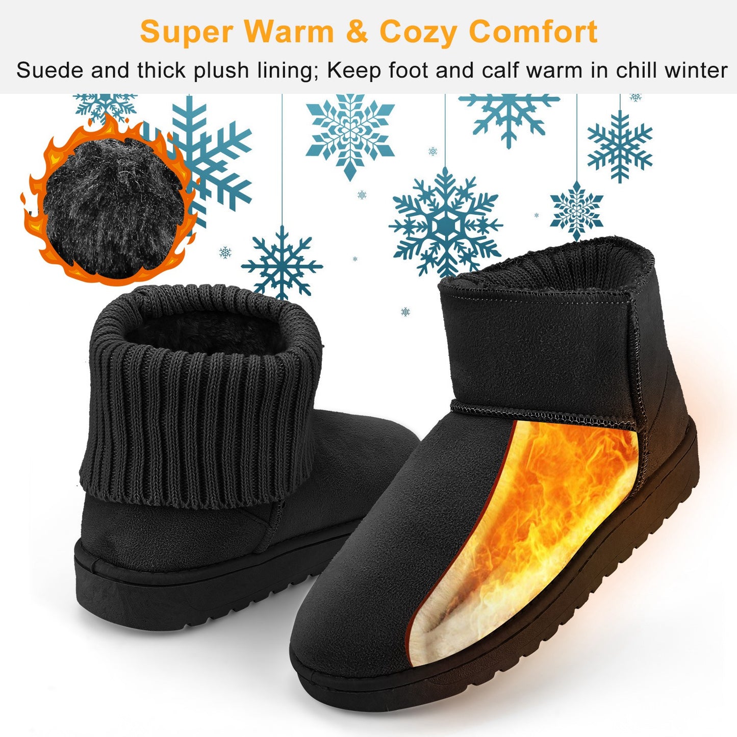 Women Lady Snow Boots Suede Mid-Calf Boot