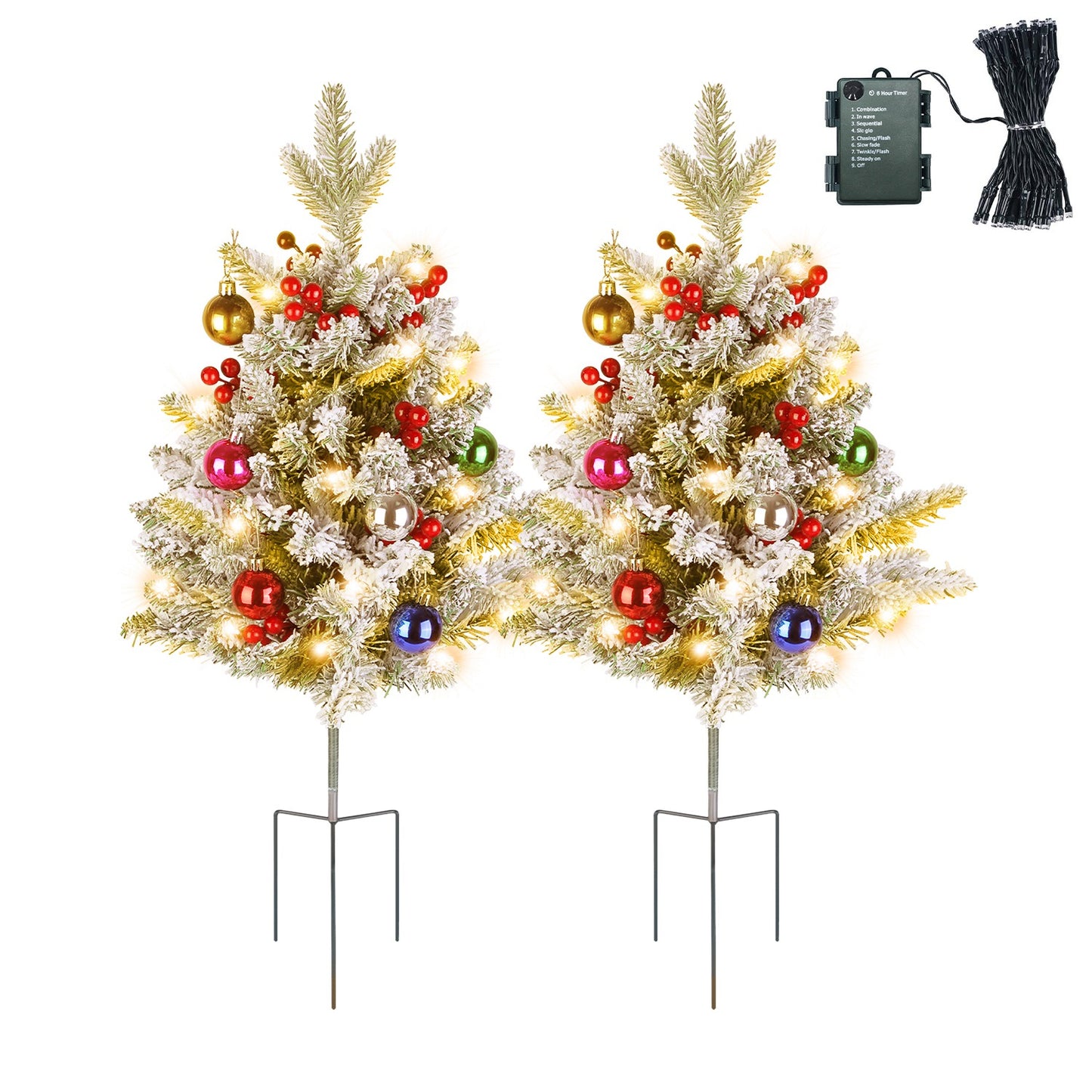 Battery Powered LED Christmas Tree Urn Filler - 2 Pack