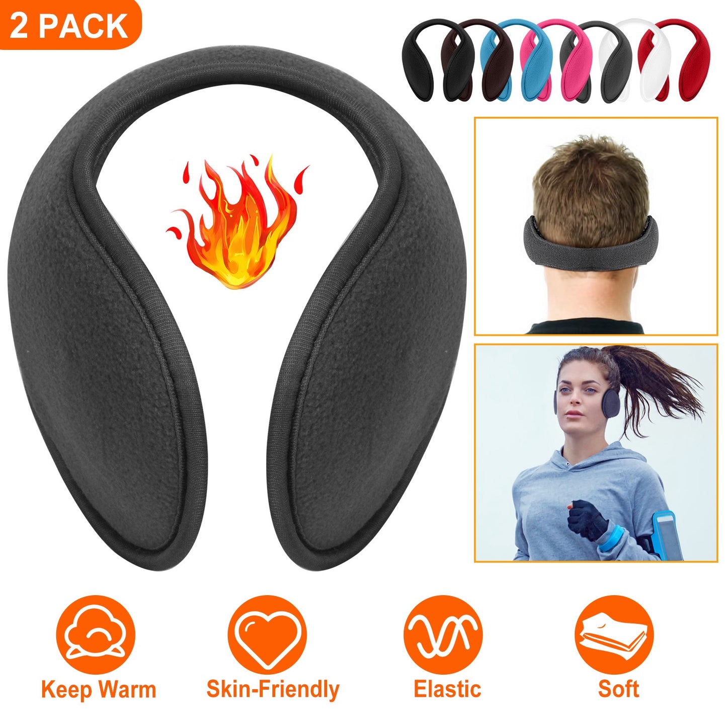 Behind-the-Head Ear Warmers for Winter Sports & Outdoor Activities