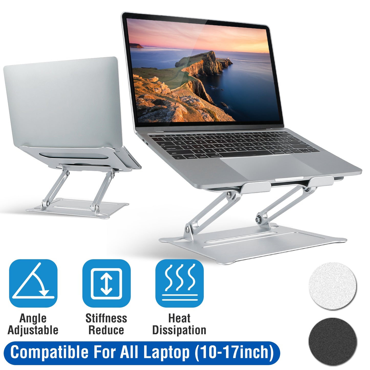 Adjustable Aluminum Laptop Stand for 10-17 Inch Notebooks
