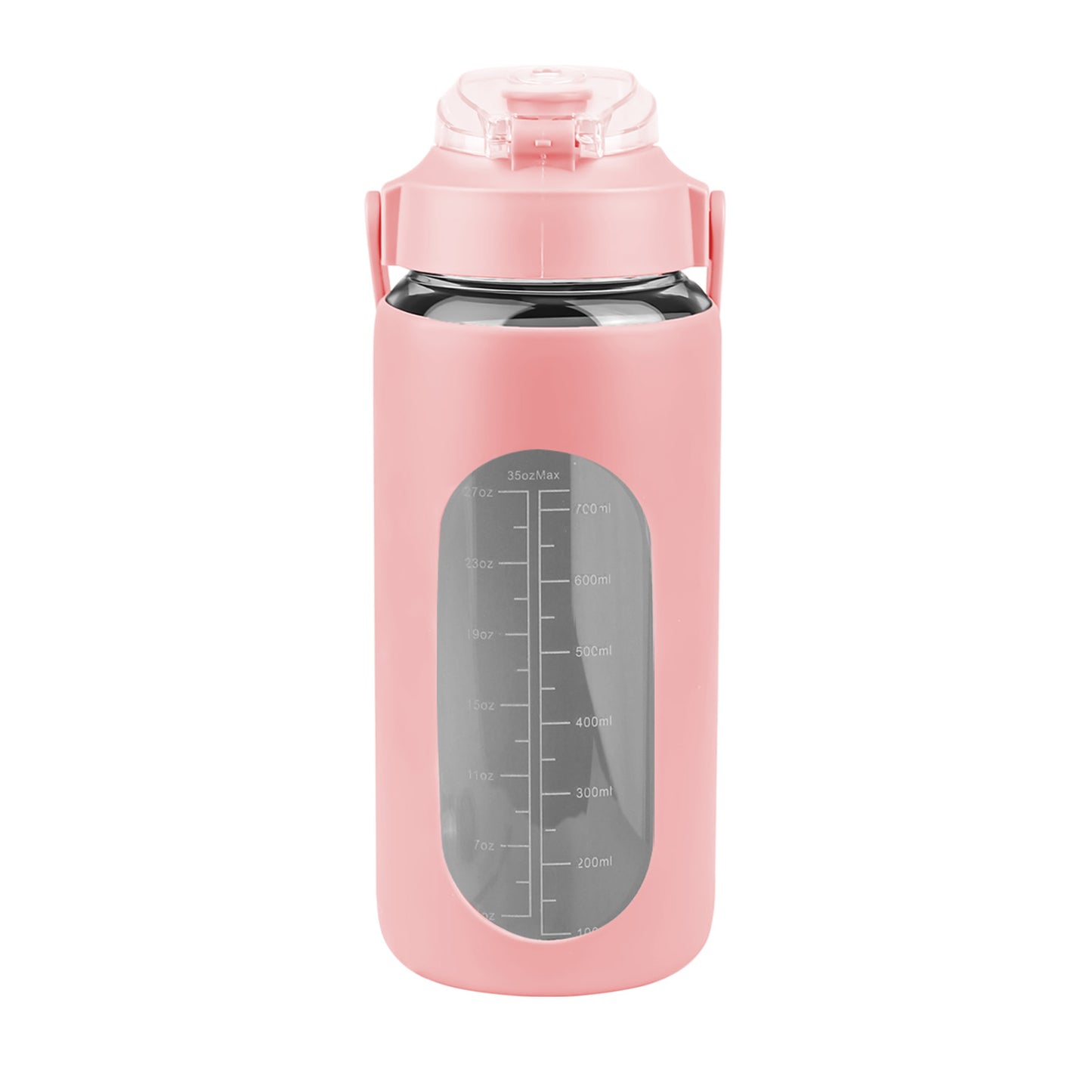 Glass Water Bottle with Time Marker & Straw - 32oz Motivational