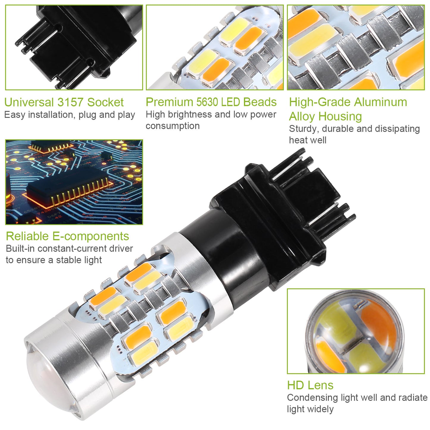 T25 3157 LED Turn Signal Bulbs with Load Resistors (2-Pack)