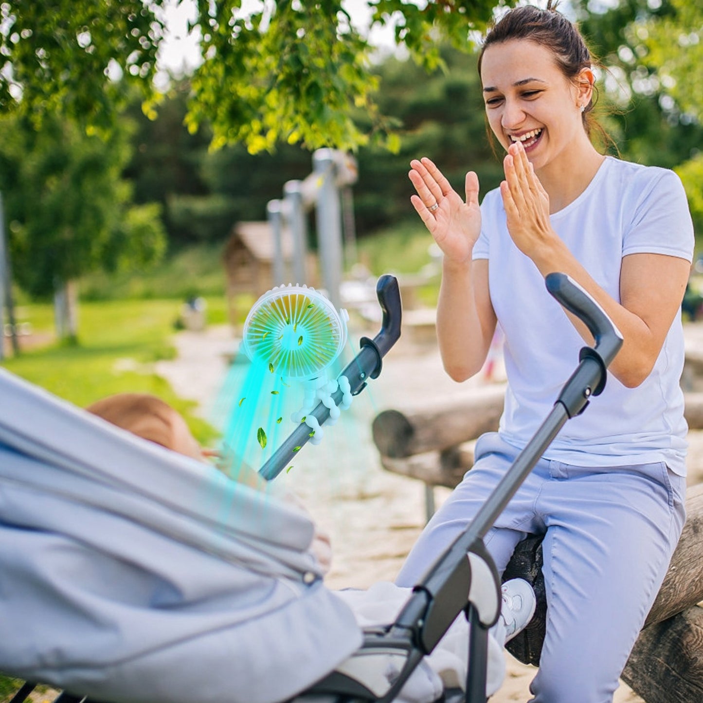 Portable Stroller Fan with Flexible Tripod & Rechargeable Battery