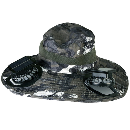 Wide Brim Sun Hat with Dual Rechargeable Fans & UPF50+
