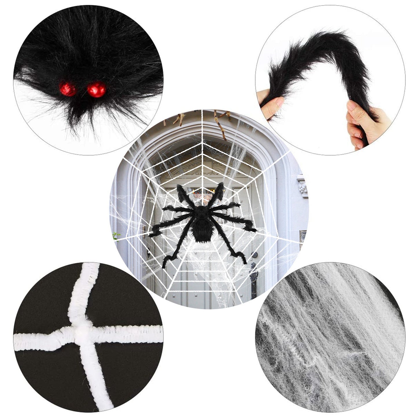 Giant Halloween Spider Decoration with 126" Web - 49 Inch
