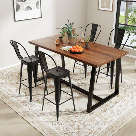 Stackable Metal Bar Stools Set of 4 with Removable Backrest