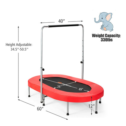 2-Person Foldable Fitness Trampoline with Adjustable Handle