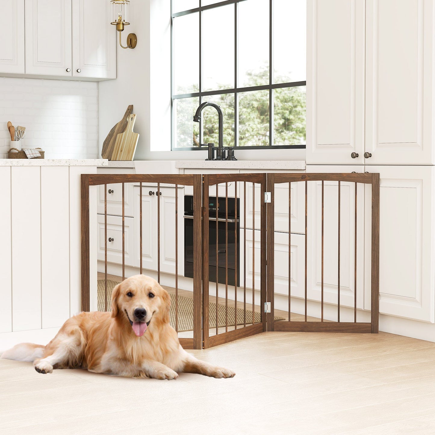 30 Inch Tall Wooden Pet Fence for Cats Small and Medium Dogs