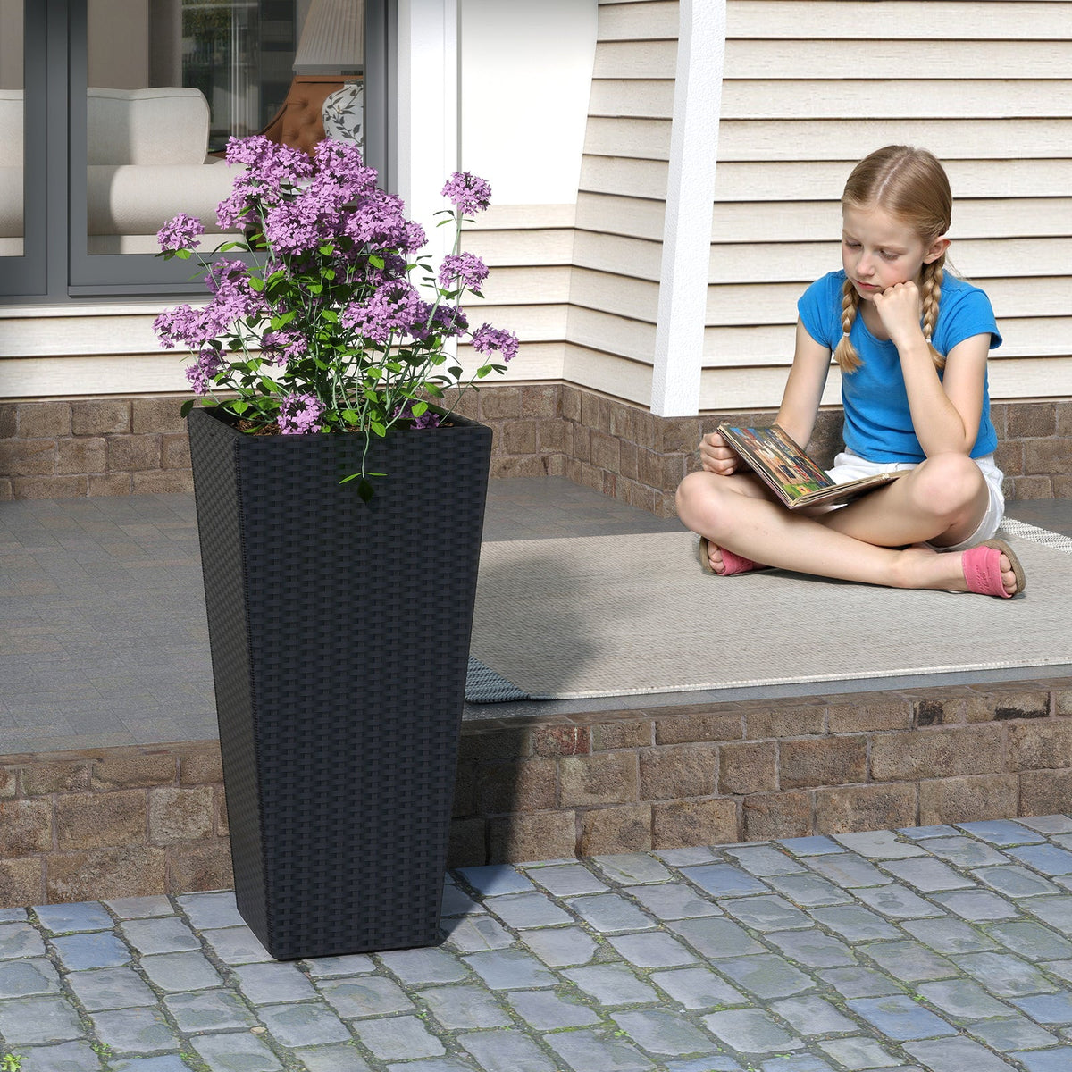 Set of 2 30 Inch Tall Flower Pot with Open-ended Base