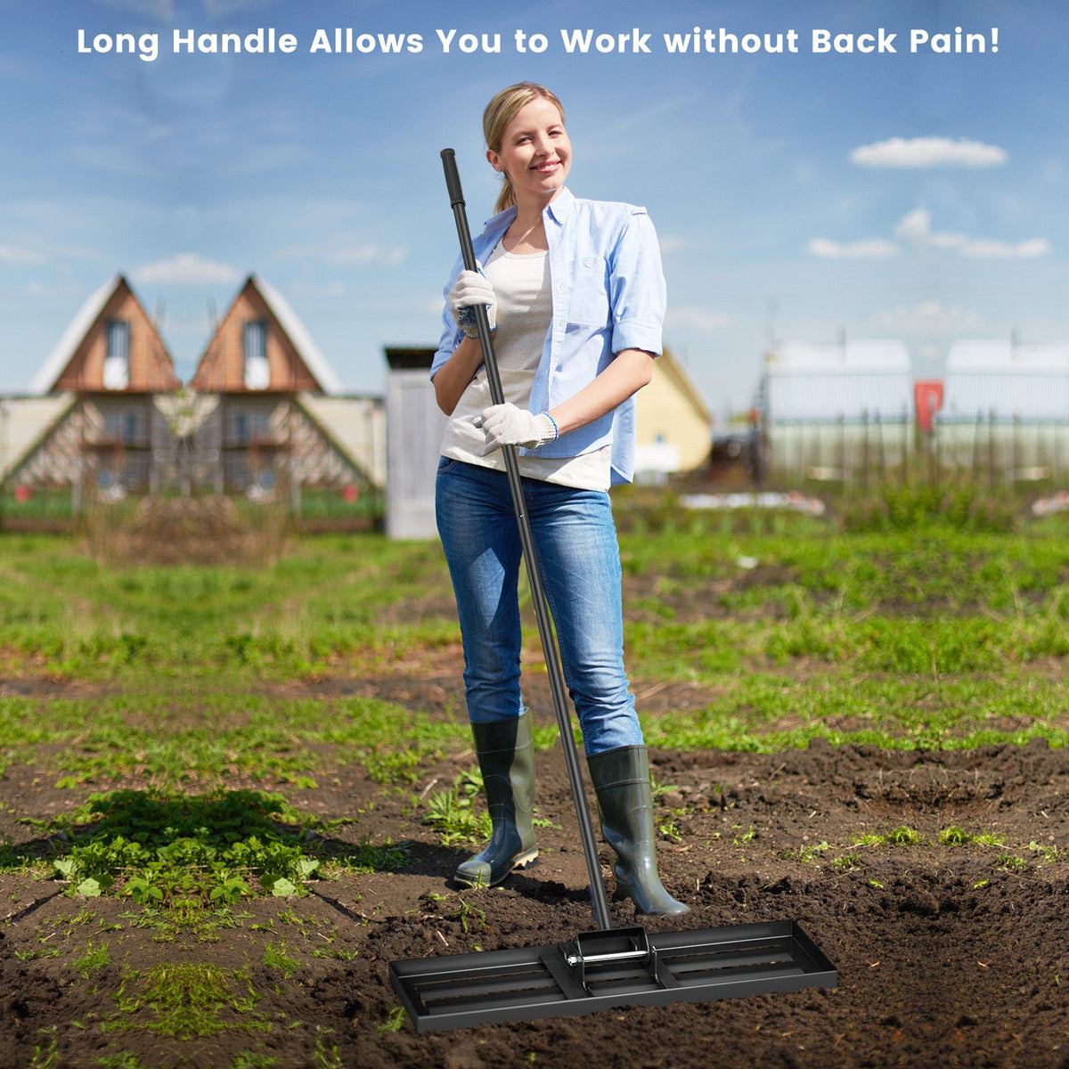 30 x 10 Inch Lawn Leveling Rake with Ergonomic Handle