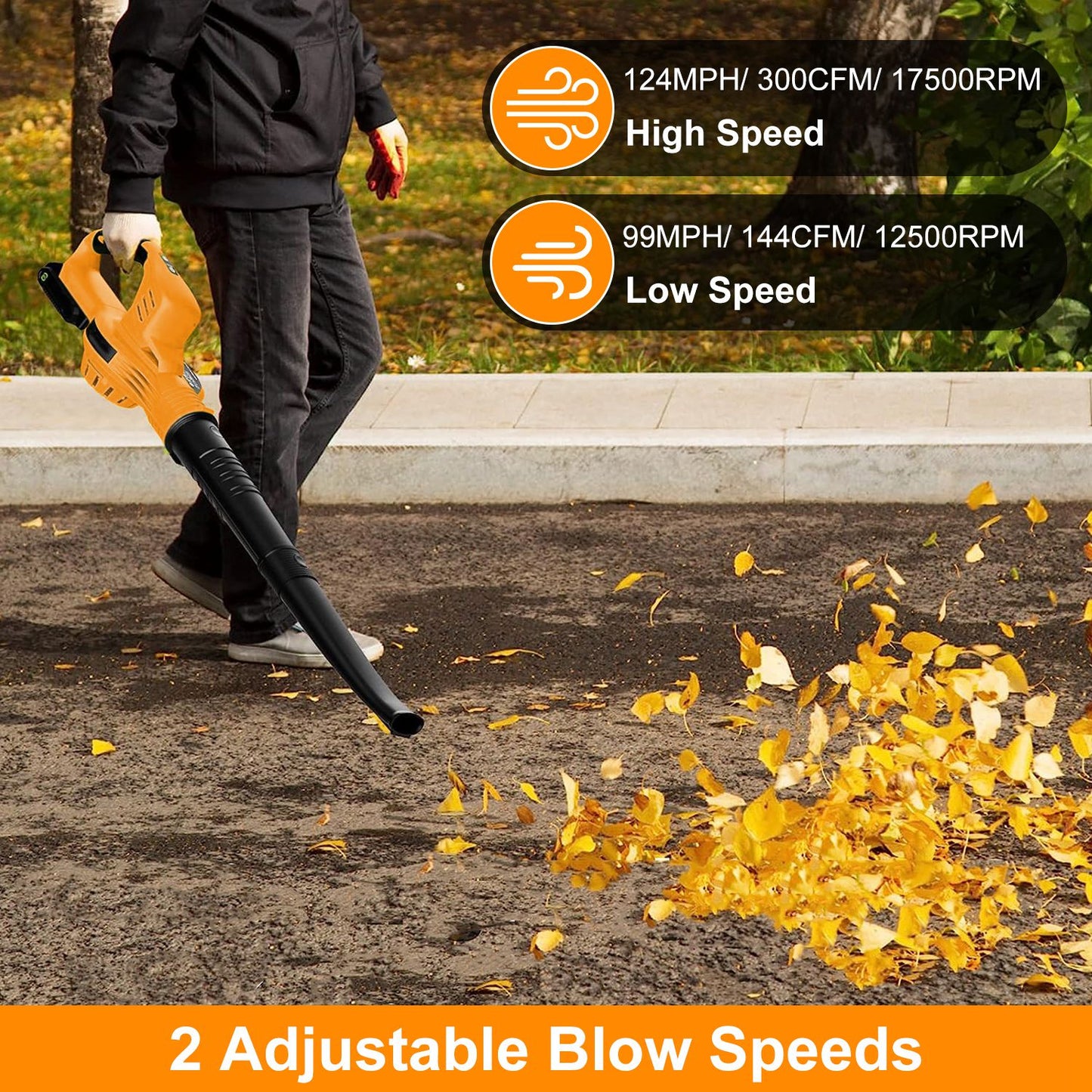Cordless Leaf Blower 124MPH with 2 Batteries & Charger