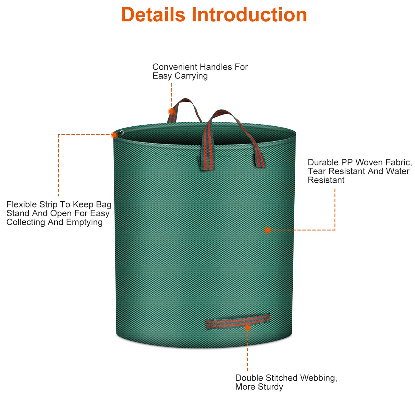 Garden Waste Bags 26 Gallon - Waterproof with 4 Handles (2-Pack)
