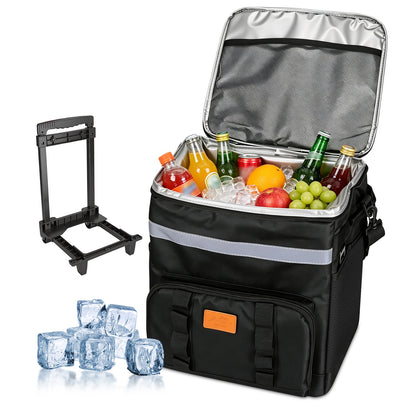 Portable Rolling Cooler Bag with Wheels and Side Handles Shoulder Strap 35L 50 Can Collapsible Insulated Leakproof Coole