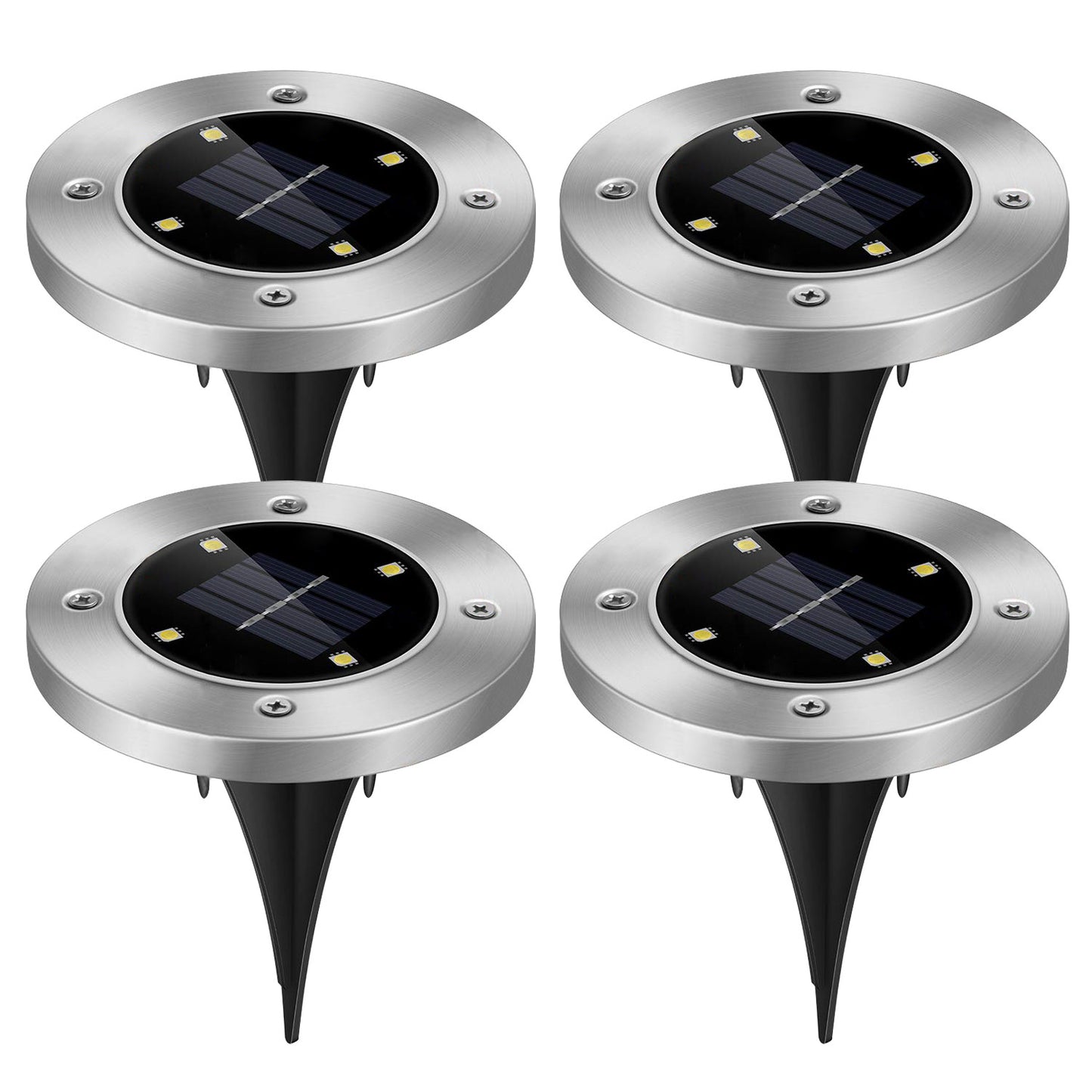 Solar Ground Lights 4-Pack Waterproof LED Pathway Lights