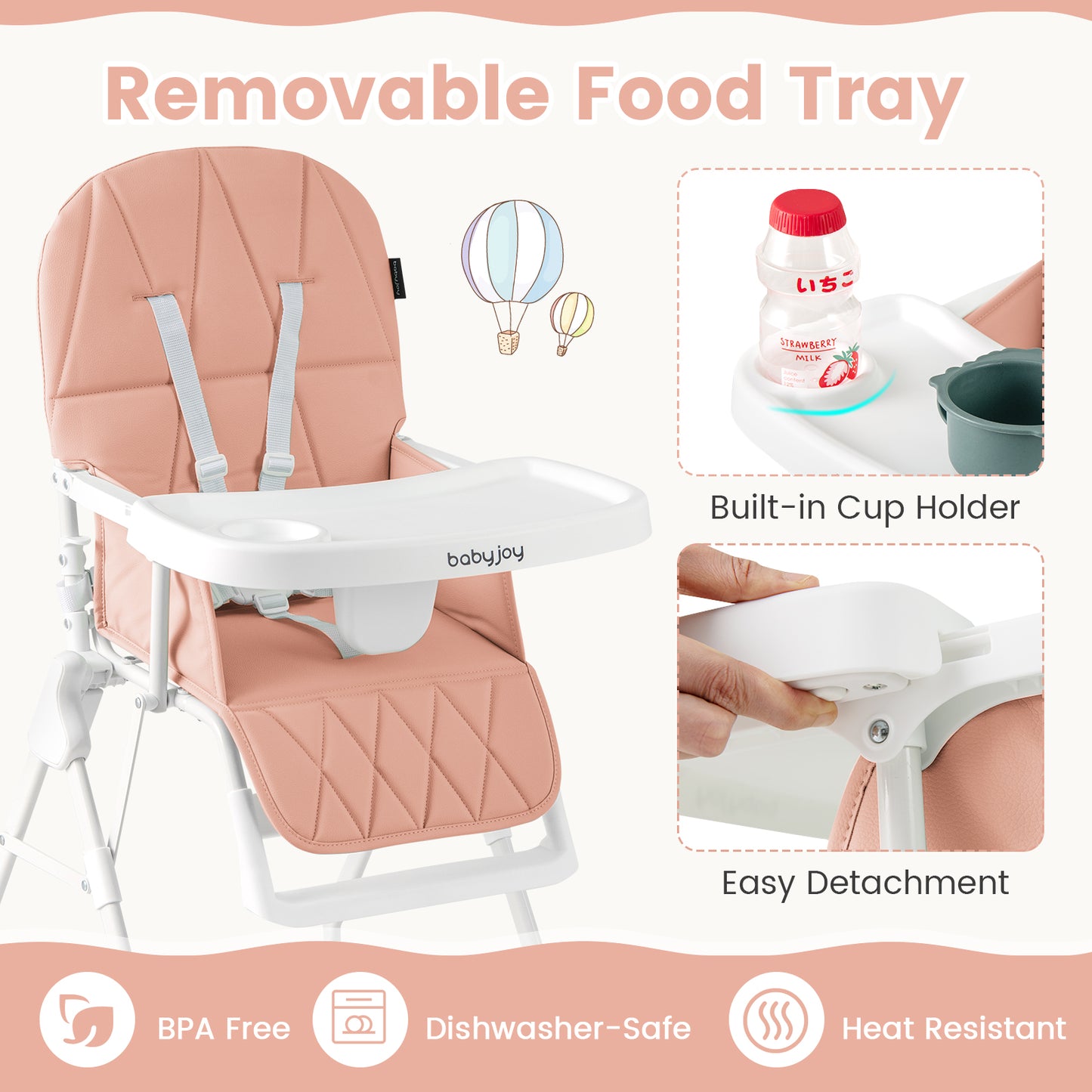 Compact Folding High Chair with Adjustable Tray