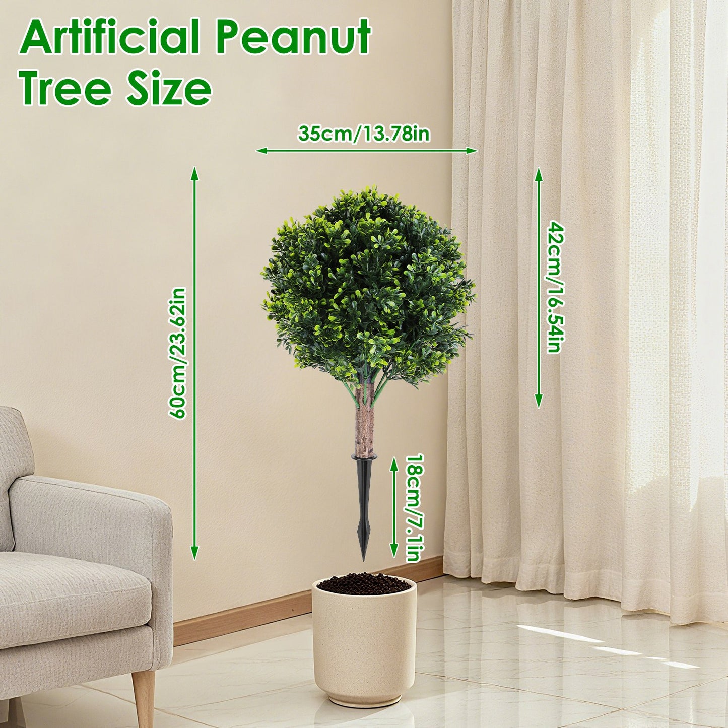 Artificial Boxwood Ball Topiary Tree with Ground Spike - 2 Pack