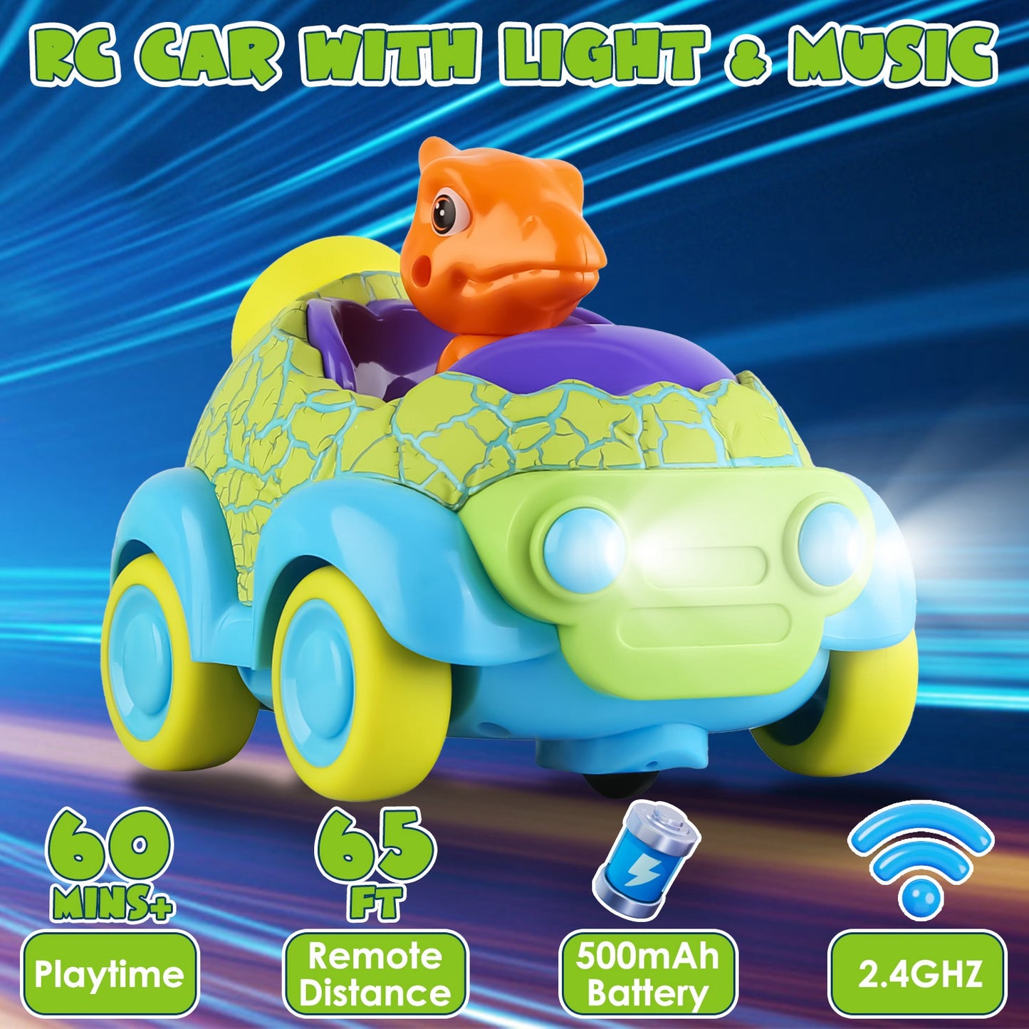 Dinosaur Remote Control Cars 2-Pack for Toddlers Ages 3+