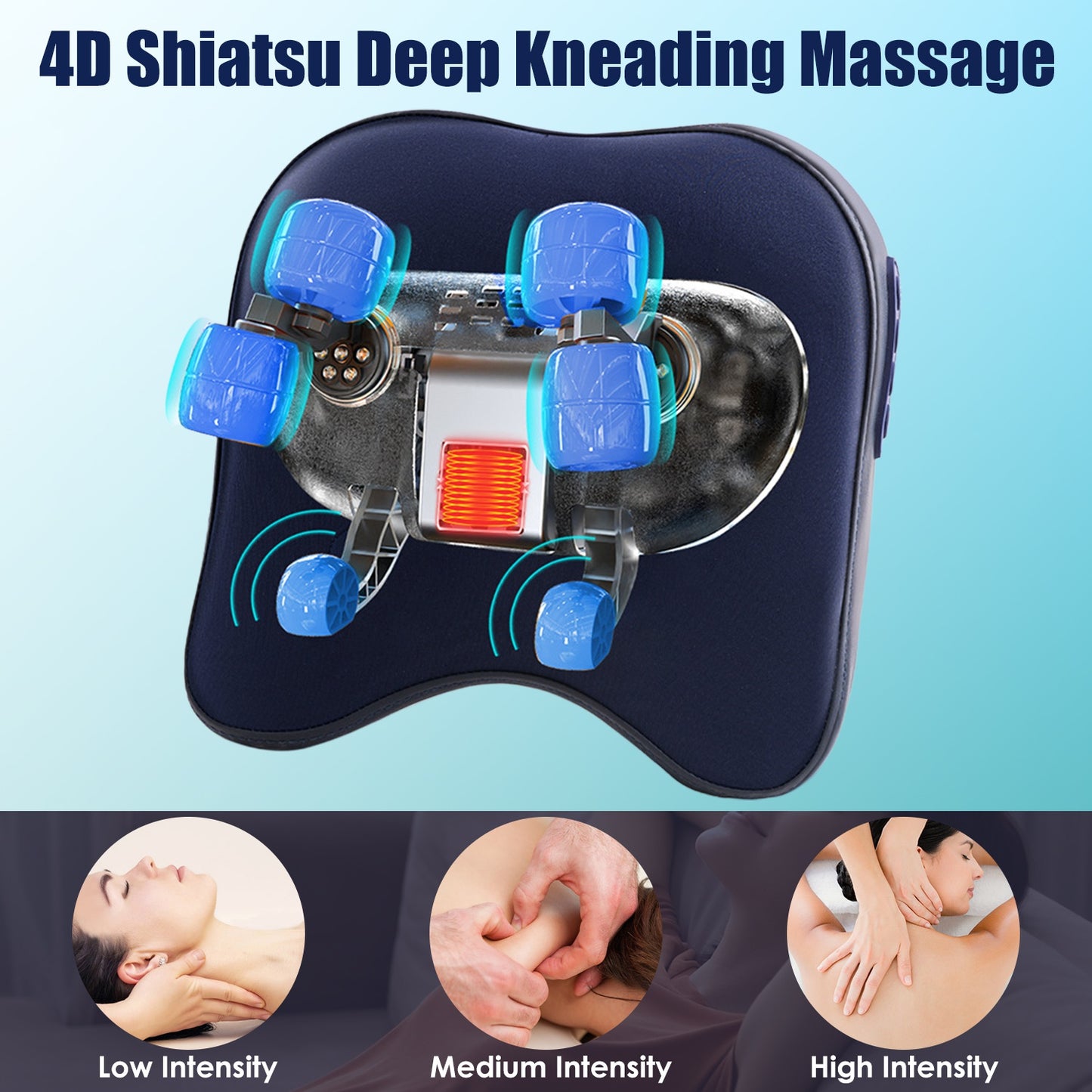 Cordless Neck Massager with Heating and 4D Shiatsu Kneading