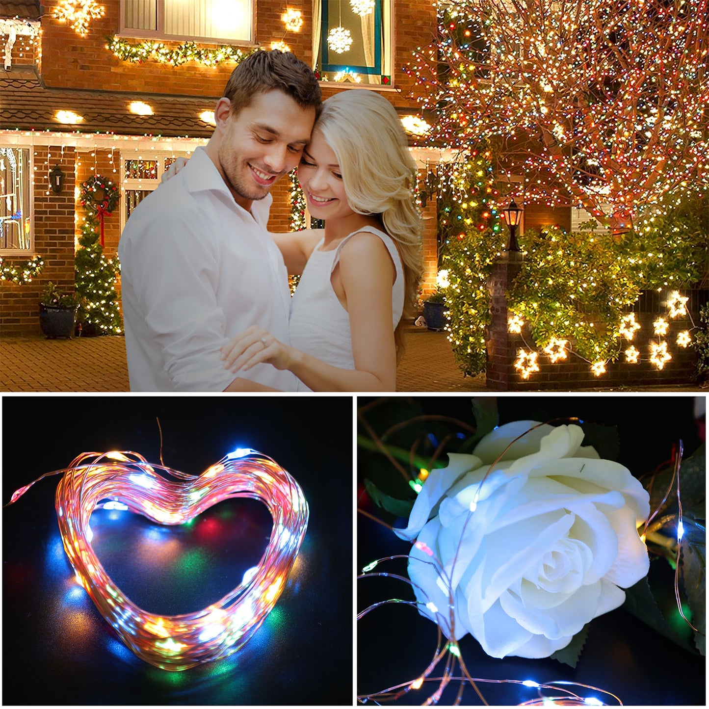 Solar String Lights Outdoor 100 LED 33ft Copper Wire Waterproof